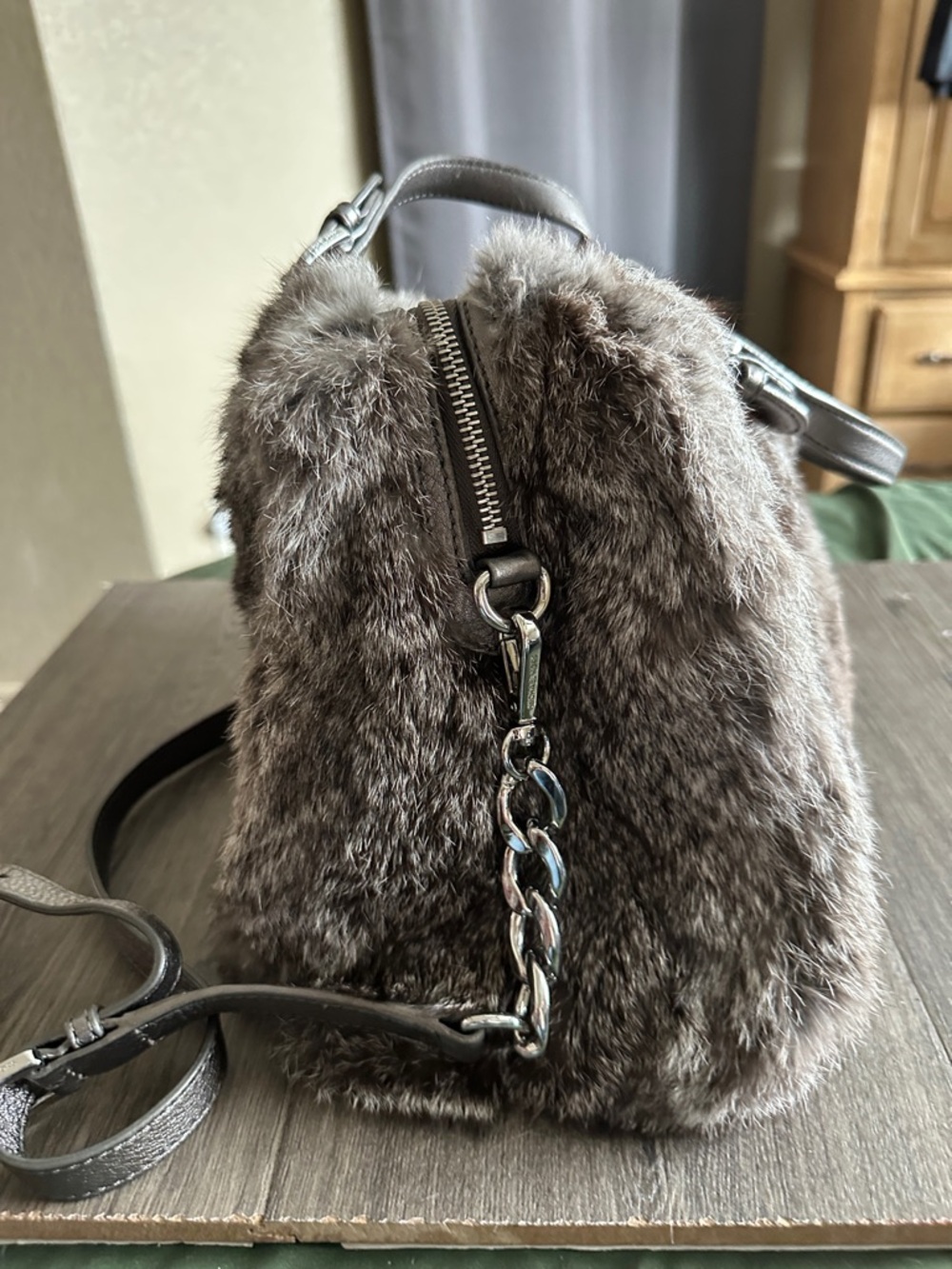 Michael Kors Gray Genuine Fur bag & free MK dustbag - Picture 3 of 10